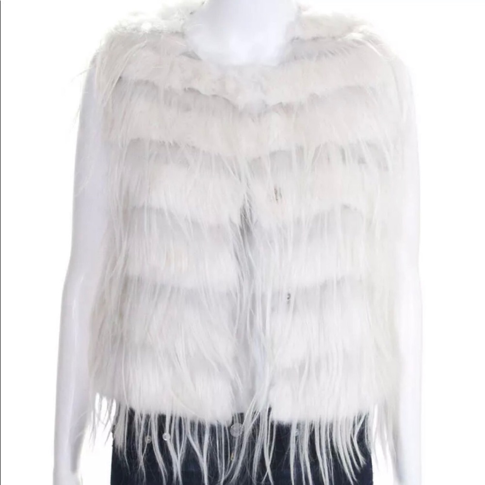 Trilogy Collections Vest Ivory Rabbit Goat Fur M L